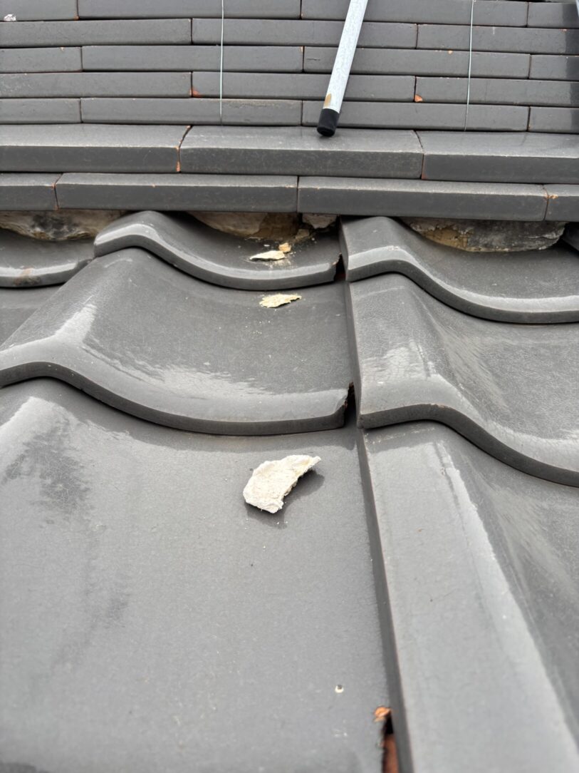 一宮市　Ｋ様邸　屋根瓦漆喰左官工事｜愛知・岐阜で屋根工事・修理・リフォームは一宮市のエスジーコンストラクション｜火災保険対応｜工事後毎年１年点検無料