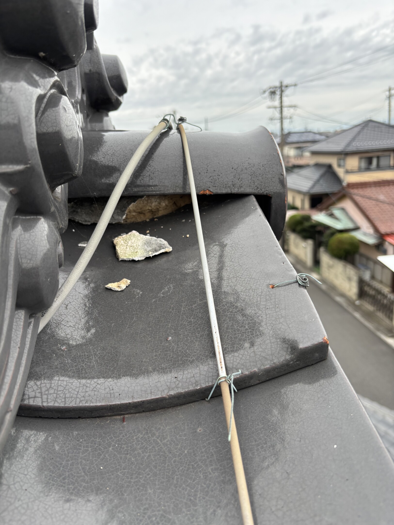 一宮市　Ｋ様邸　屋根瓦漆喰左官工事｜愛知・岐阜で屋根工事・修理・リフォームは一宮市のエスジーコンストラクション｜火災保険対応｜工事後毎年１年点検無料