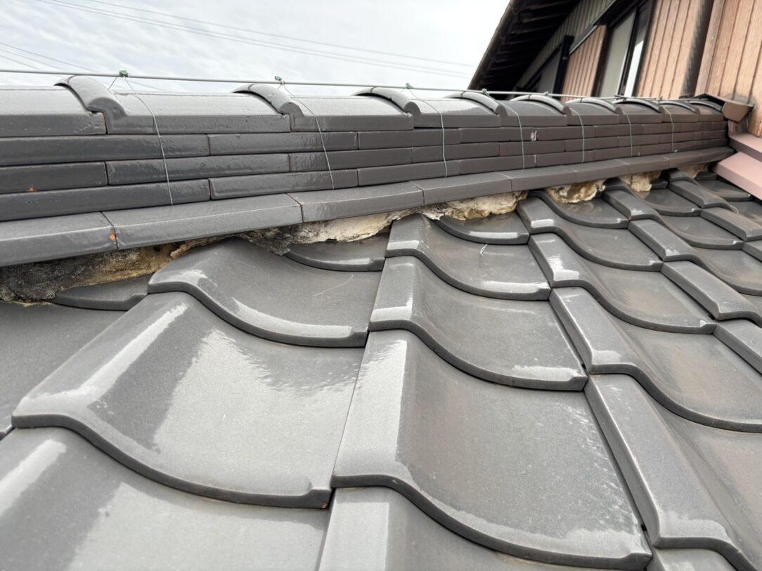 一宮市　Ｋ様邸　屋根瓦漆喰左官工事｜愛知・岐阜で屋根工事・修理・リフォームは一宮市のエスジーコンストラクション｜火災保険対応｜工事後毎年１年点検無料