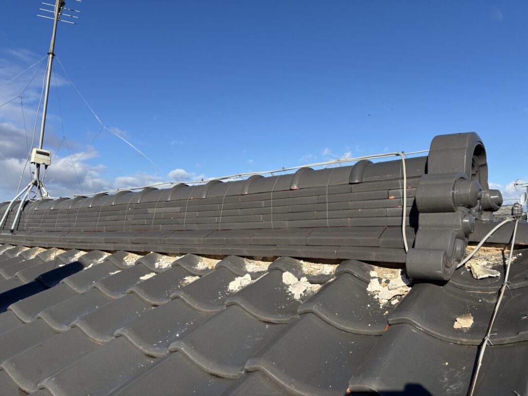 一宮市　Ｋ様邸　屋根瓦漆喰左官工事｜愛知・岐阜で屋根工事・修理・リフォームは一宮市のエスジーコンストラクション｜火災保険対応｜工事後毎年１年点検無料