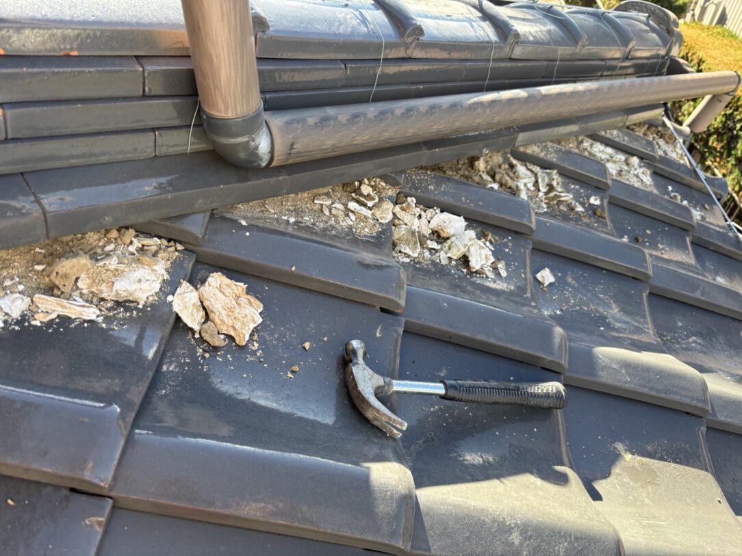 一宮市　Ｋ様邸　屋根瓦漆喰左官工事｜愛知・岐阜で屋根工事・修理・リフォームは一宮市のエスジーコンストラクション｜火災保険対応｜工事後毎年１年点検無料