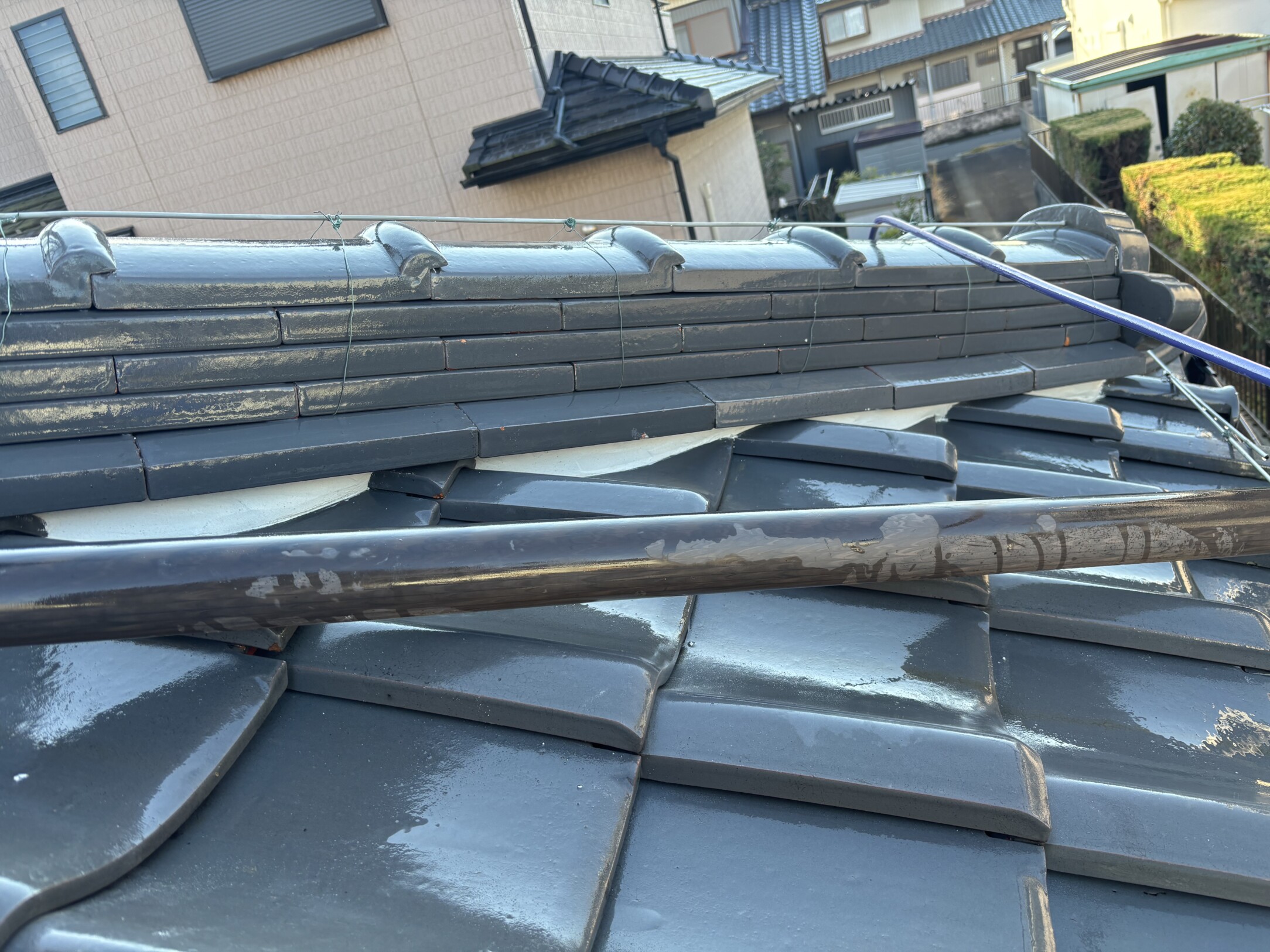 一宮市　Ｋ様邸　屋根瓦漆喰左官工事｜愛知・岐阜で屋根工事・修理・リフォームは一宮市のエスジーコンストラクション｜火災保険対応｜工事後毎年１年点検無料