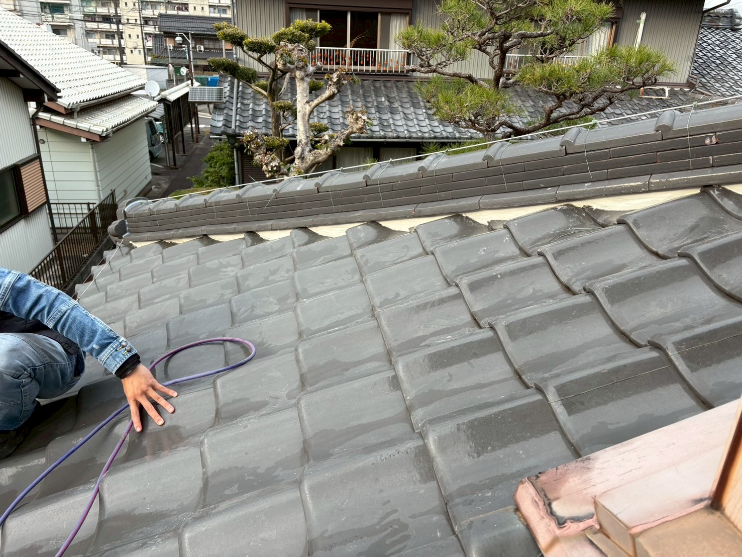 一宮市　Ｋ様邸　屋根瓦漆喰左官工事｜愛知・岐阜で屋根工事・修理・リフォームは一宮市のエスジーコンストラクション｜火災保険対応｜工事後毎年１年点検無料