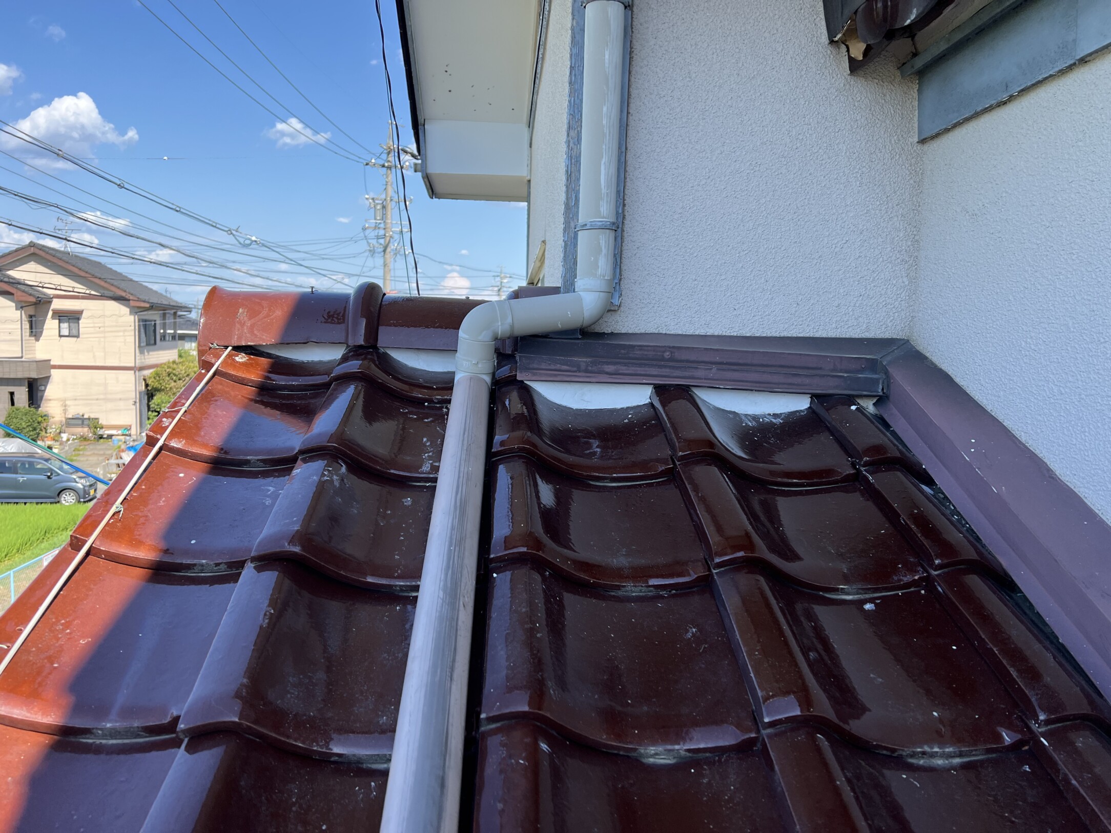 津島市　O様邸　　　瓦屋根漆喰左官工事　一部板金塗装｜愛知・岐阜で屋根工事・修理・リフォームは一宮市のエスジーコンストラクション｜火災保険対応｜工事後毎年１年点検無料