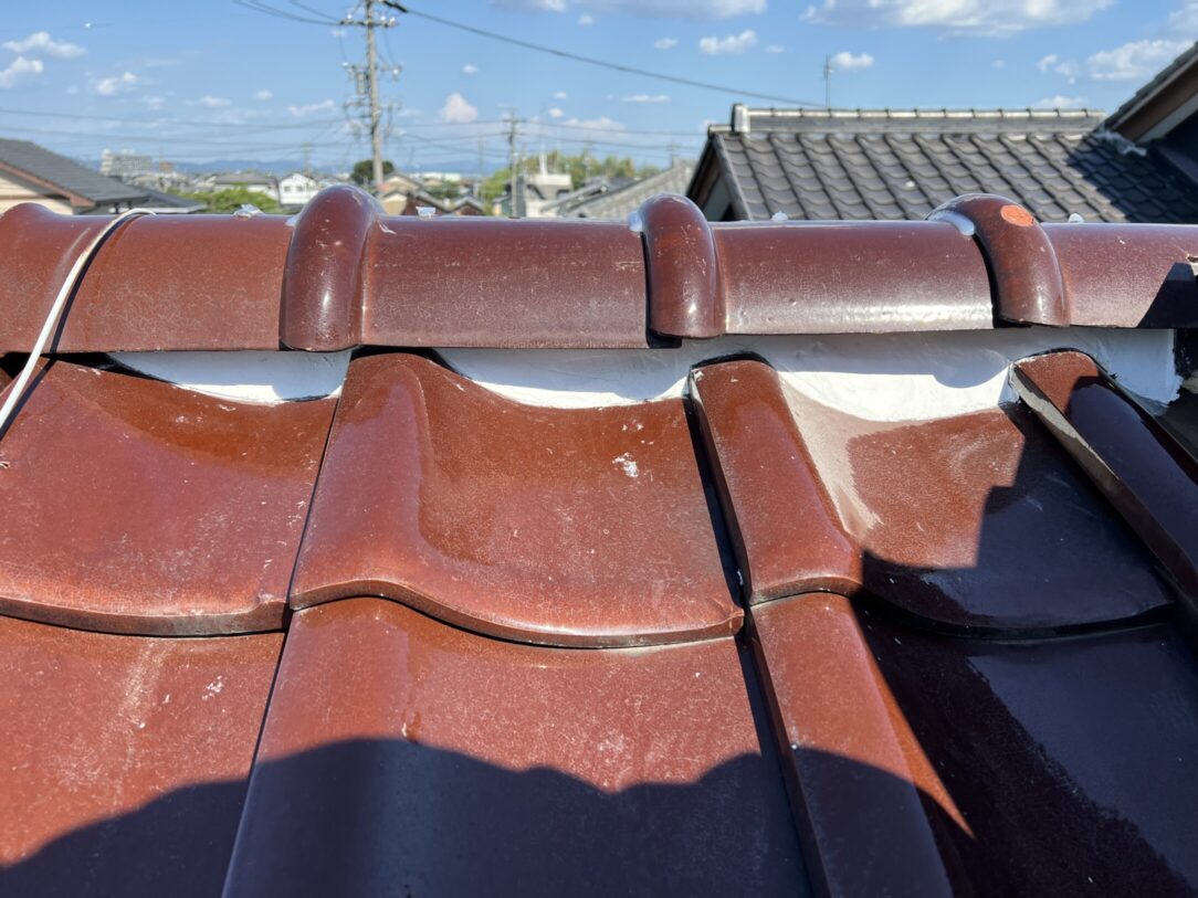 津島市　O様邸　　　瓦屋根漆喰左官工事　一部板金塗装｜愛知・岐阜で屋根工事・修理・リフォームは一宮市のエスジーコンストラクション｜火災保険対応｜工事後毎年１年点検無料
