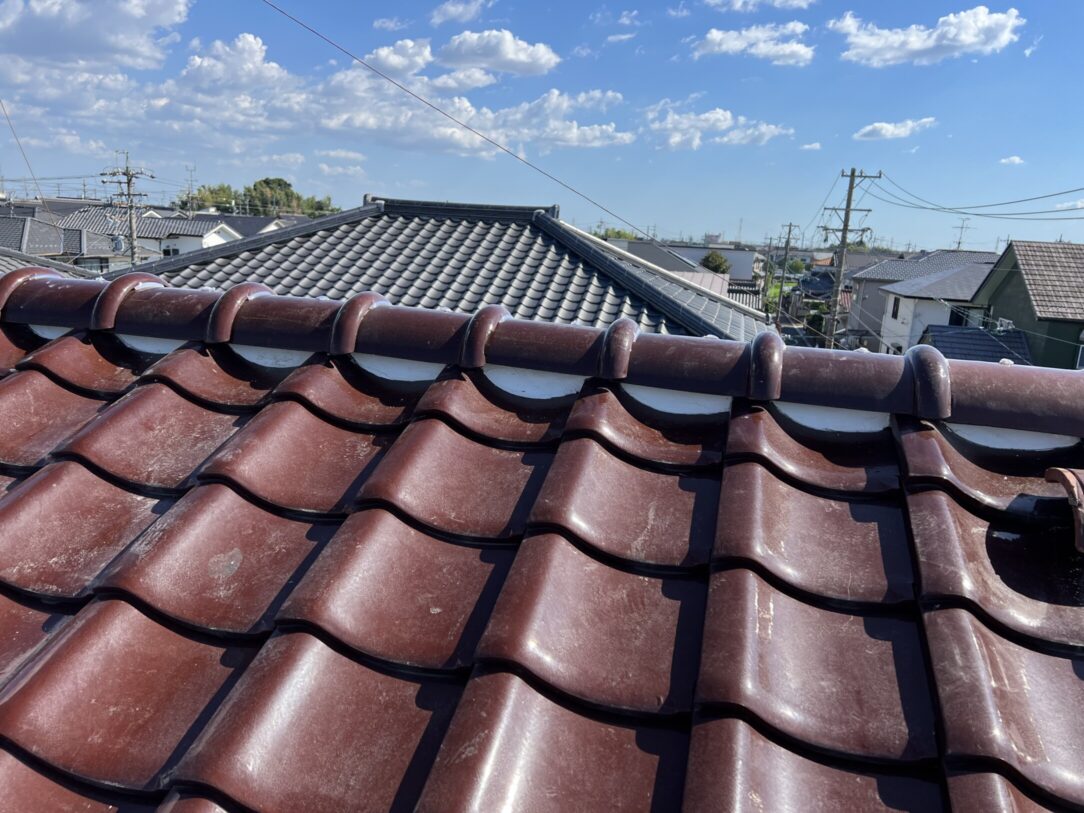 津島市　O様邸　　　瓦屋根漆喰左官工事　一部板金塗装