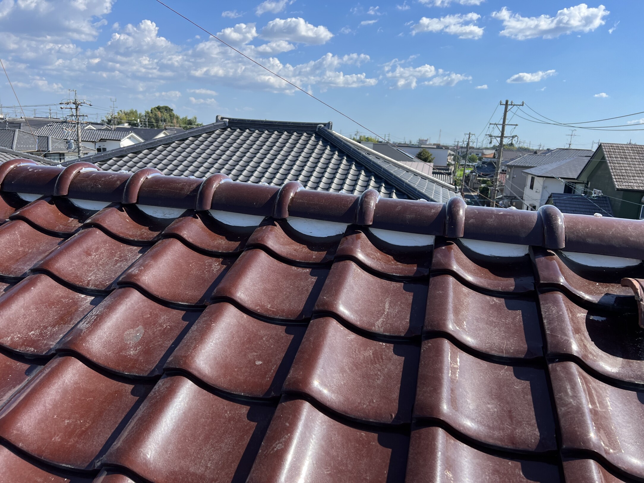 津島市　O様邸　　　瓦屋根漆喰左官工事　一部板金塗装｜愛知・岐阜で屋根工事・修理・リフォームは一宮市のエスジーコンストラクション｜火災保険対応｜工事後毎年１年点検無料