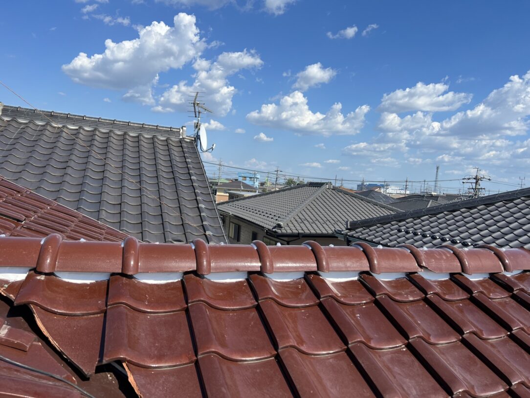 津島市　O様邸　　　瓦屋根漆喰左官工事　一部板金塗装｜愛知・岐阜で屋根工事・修理・リフォームは一宮市のエスジーコンストラクション｜火災保険対応｜工事後毎年１年点検無料