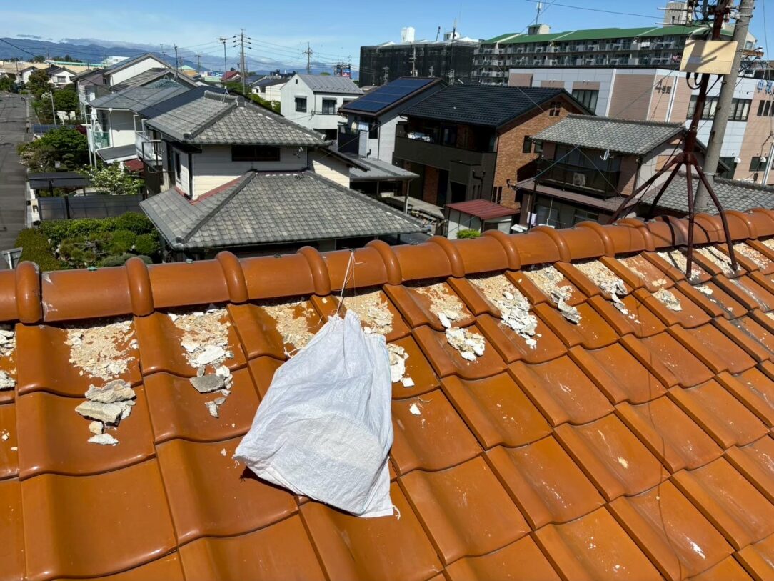 稲沢市　Ｉ様邸　　　屋根瓦　漆喰左官工事｜愛知・岐阜で屋根工事・修理・リフォームは一宮市のエスジーコンストラクション｜火災保険対応｜工事後毎年１年点検無料