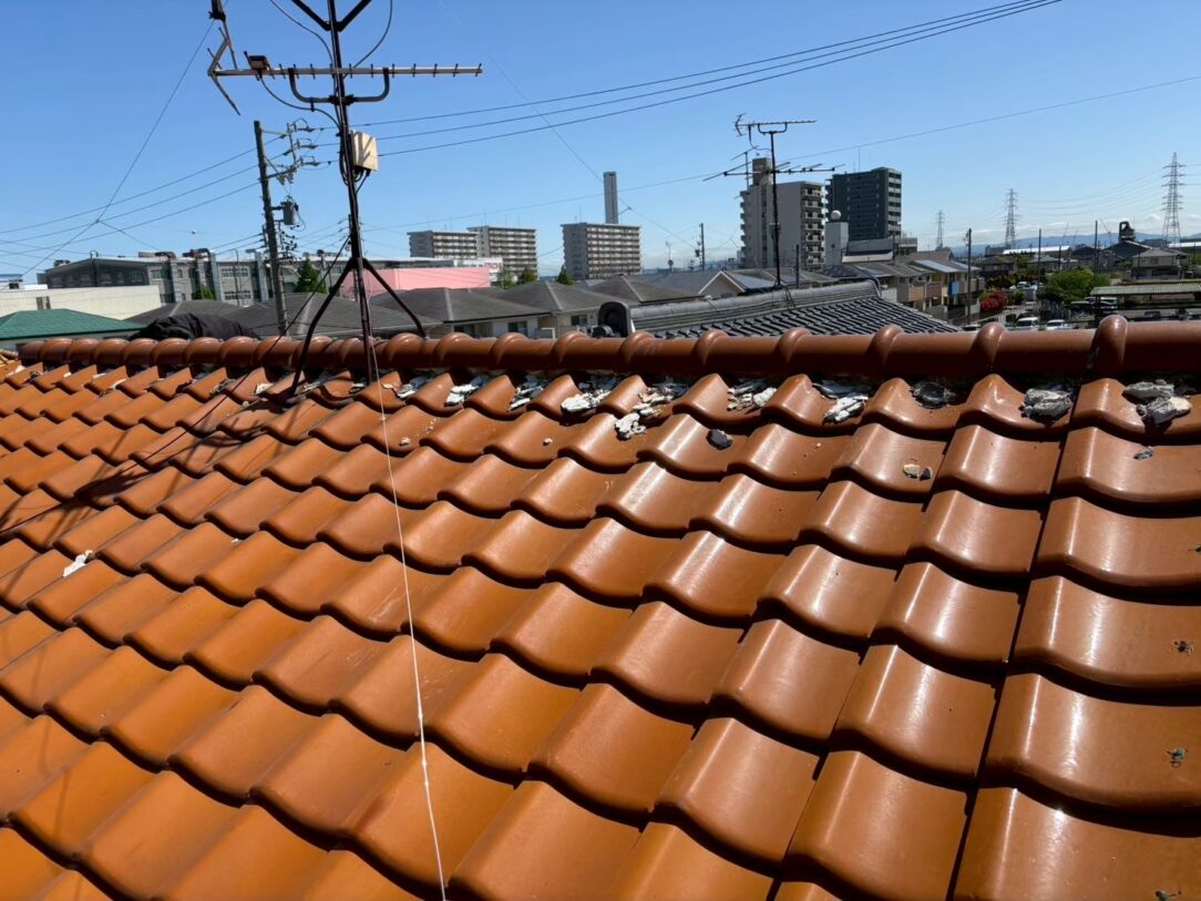 稲沢市　Ｉ様邸　　　屋根瓦　漆喰左官工事｜愛知・岐阜で屋根工事・修理・リフォームは一宮市のエスジーコンストラクション｜火災保険対応｜工事後毎年１年点検無料