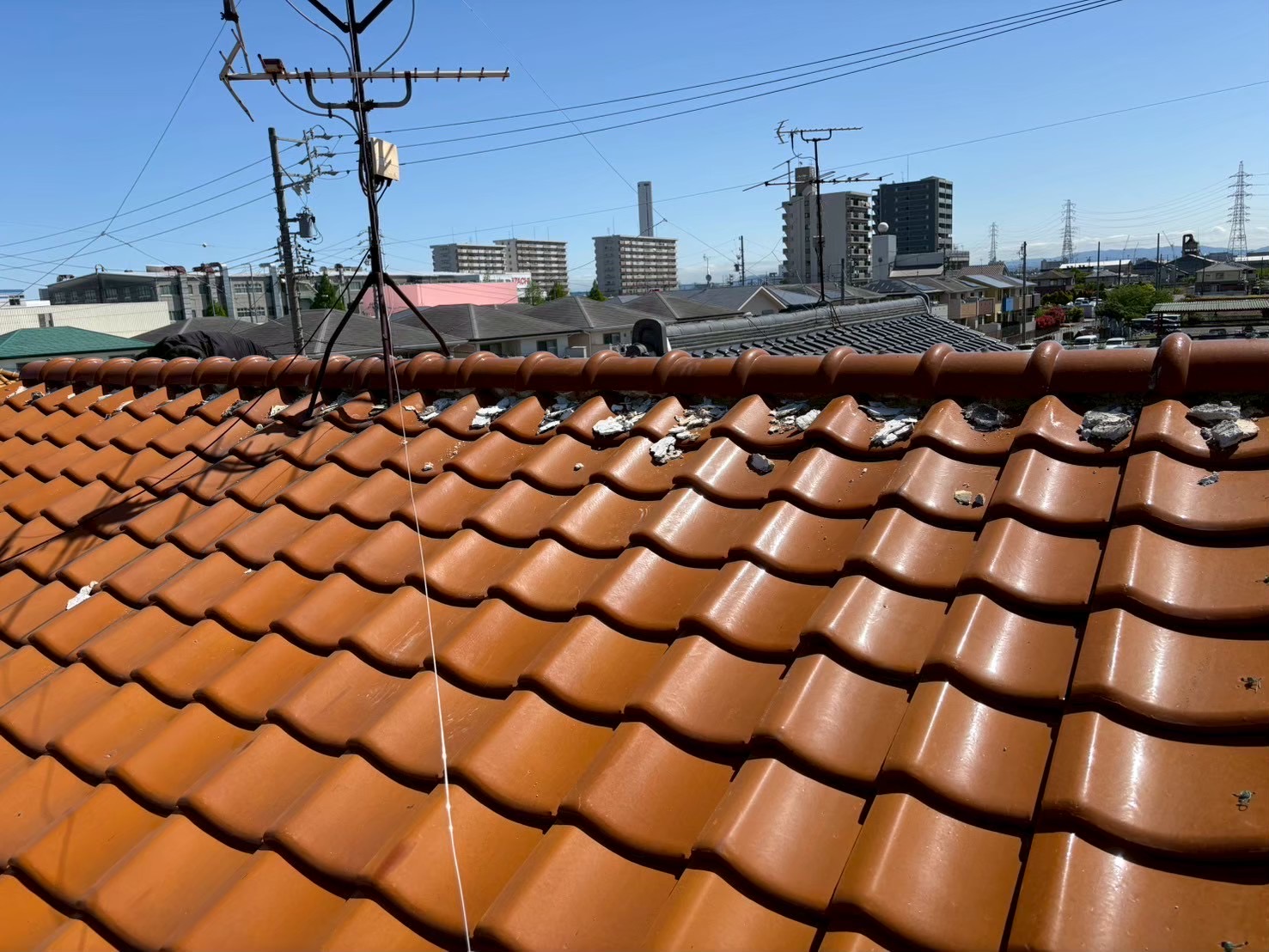 稲沢市　Ｉ様邸　　　屋根瓦　漆喰左官工事｜愛知・岐阜で屋根工事・修理・リフォームは一宮市のエスジーコンストラクション｜火災保険対応｜工事後毎年１年点検無料